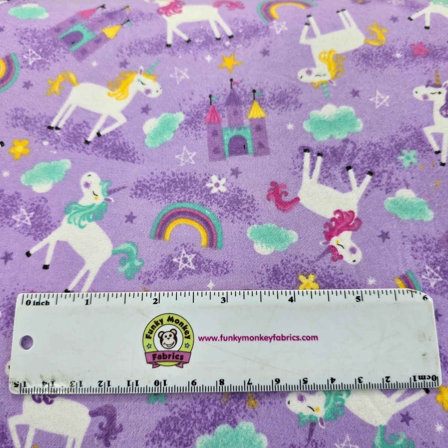 Unicorns & Rainbows on Purple - AE Nathan Flannel