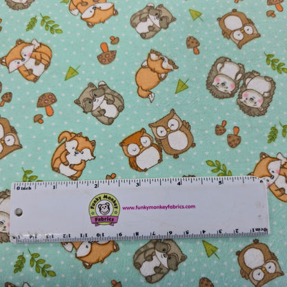 Woodland Critters on Green - AE Nathan Flannel
