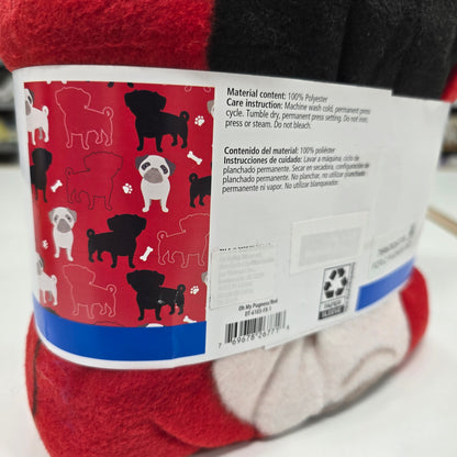 Red Oh My Pugness 1.5 yard cut - David Textiles Fleece
