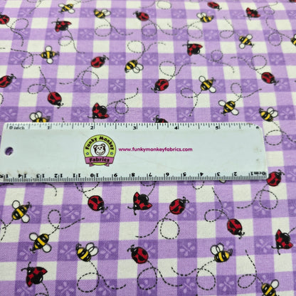 Ladybugs & Bees on Purple Plaid - AE Nathan Flannel
