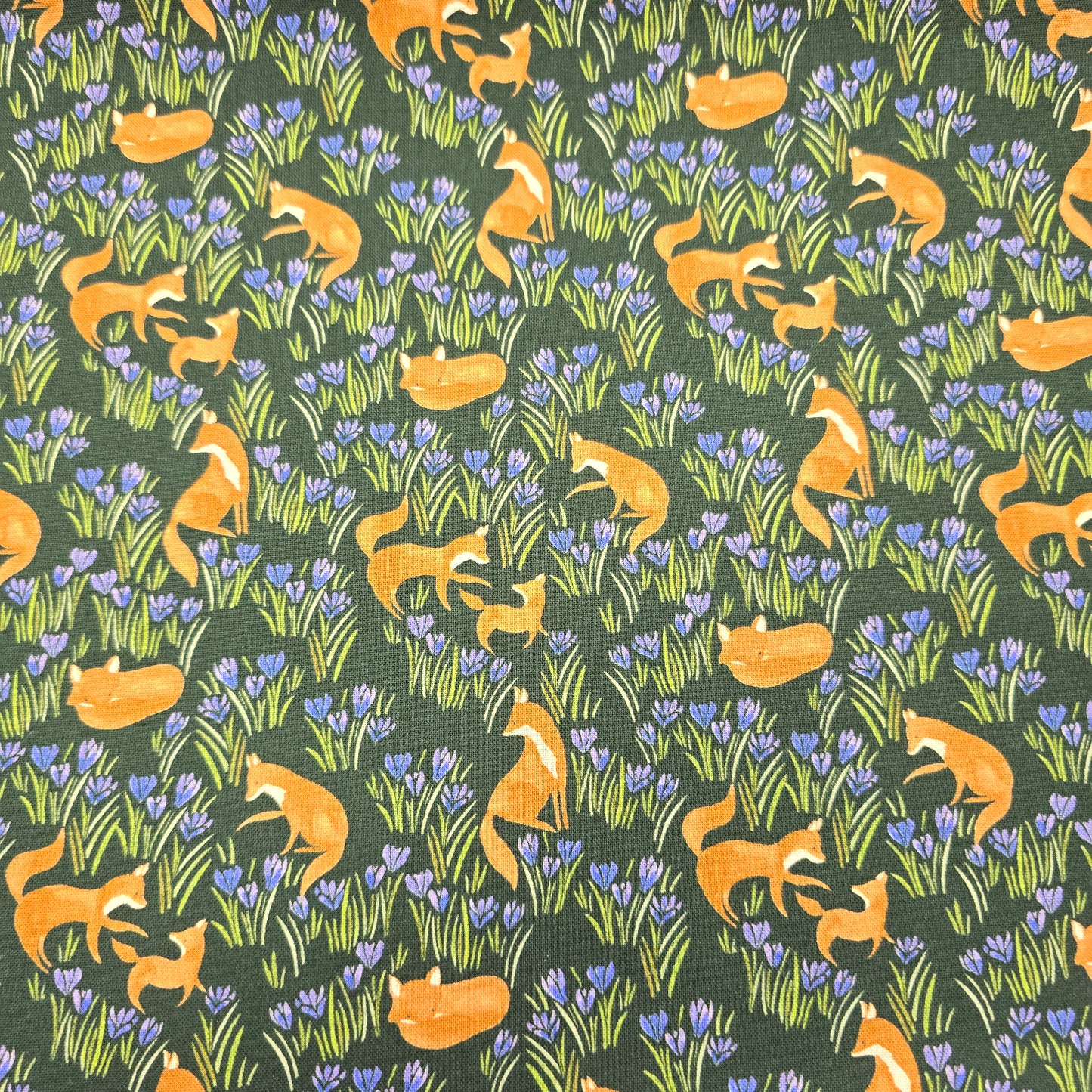 Midnight Crocus Field on Green - Dear Stella Cotton