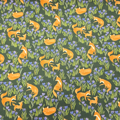 Midnight Crocus Field on Green - Dear Stella Cotton