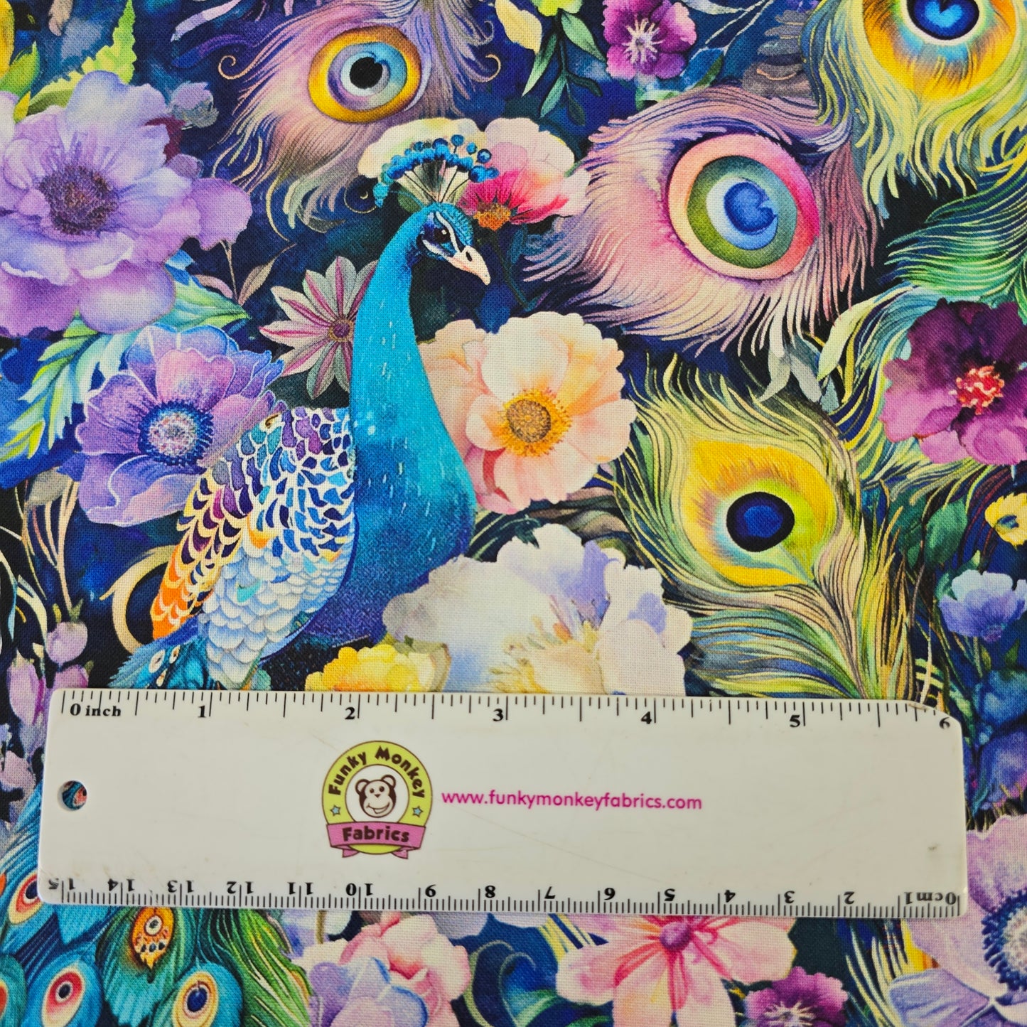 Navy Peacock Peek-A-Boo Floral - Timeless Treasures Cotton