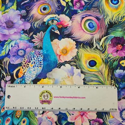 Navy Peacock Peek-A-Boo Floral - Timeless Treasures Cotton