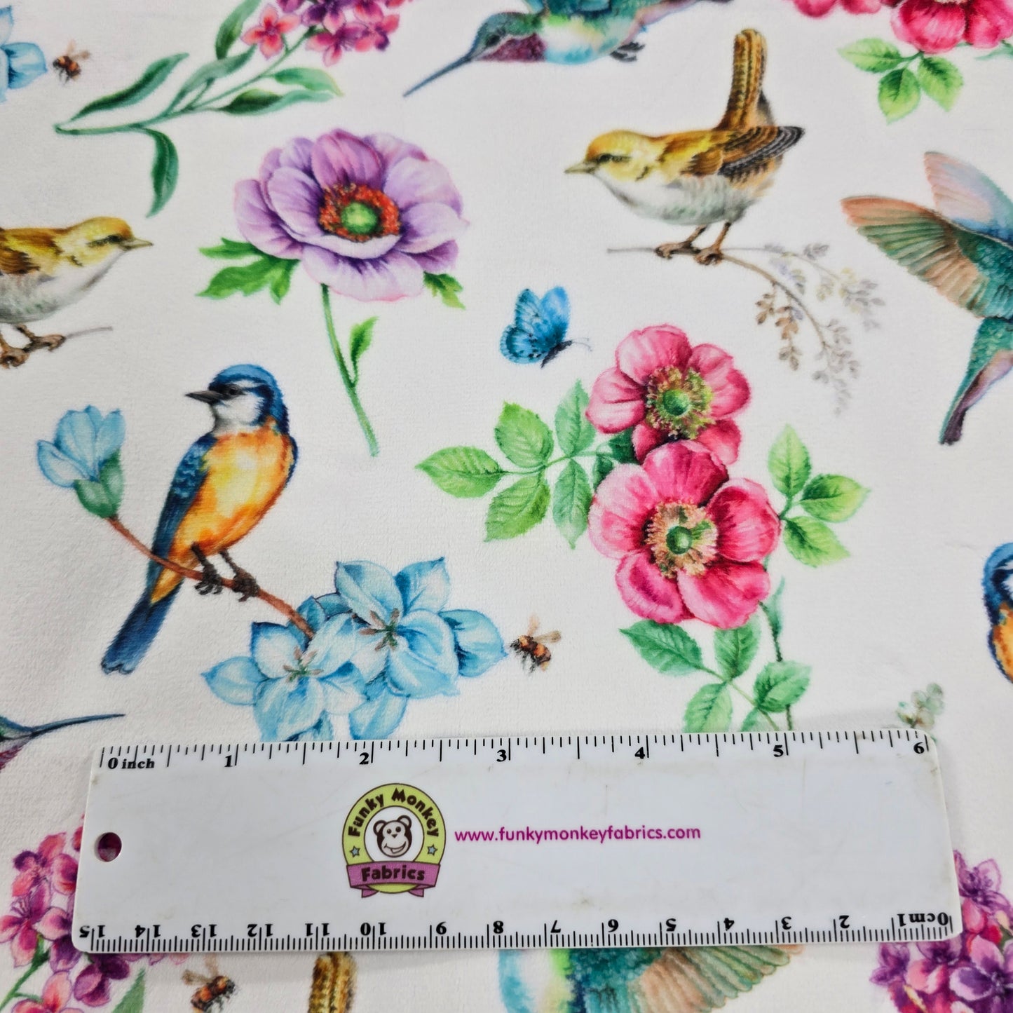 Birds in Bloom Multi - Shannon Fabrics Cuddle Minky