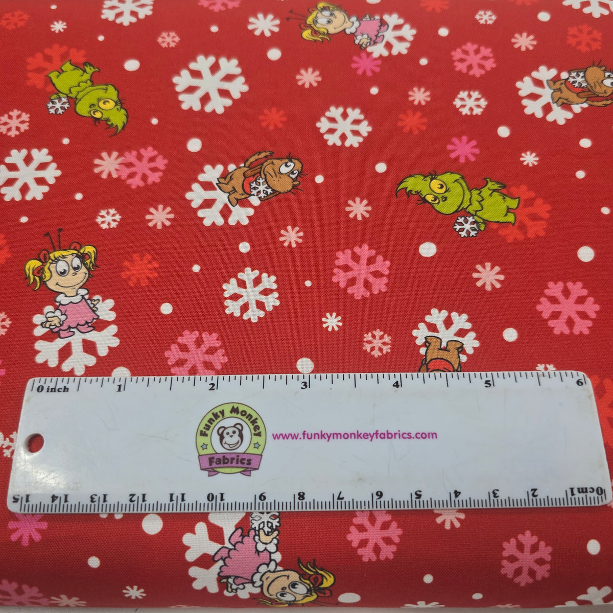 Red Baby Grinch, Max, Cindy Lou - Little Grinch - Robert Kaufman Cotton