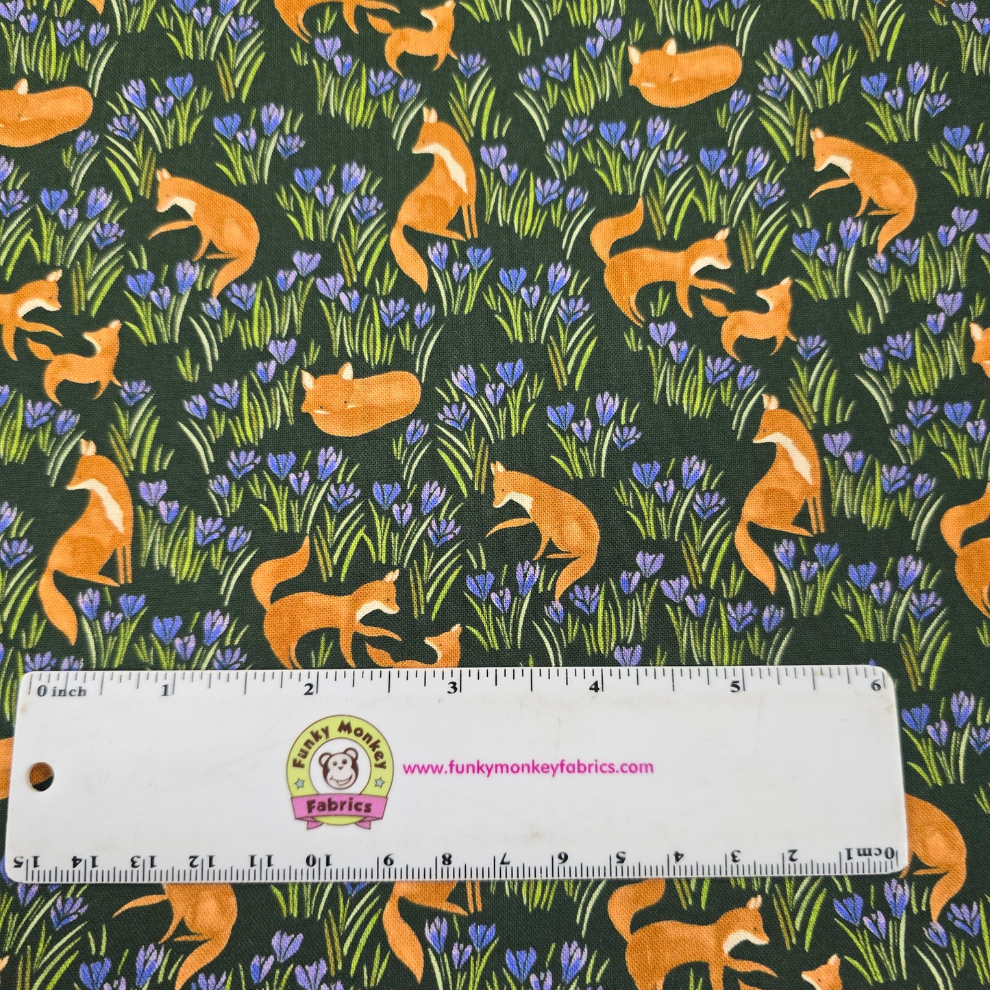 Midnight Crocus Field on Green - Dear Stella Cotton