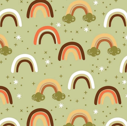 Rainbows on Green - David Textiles Flannel