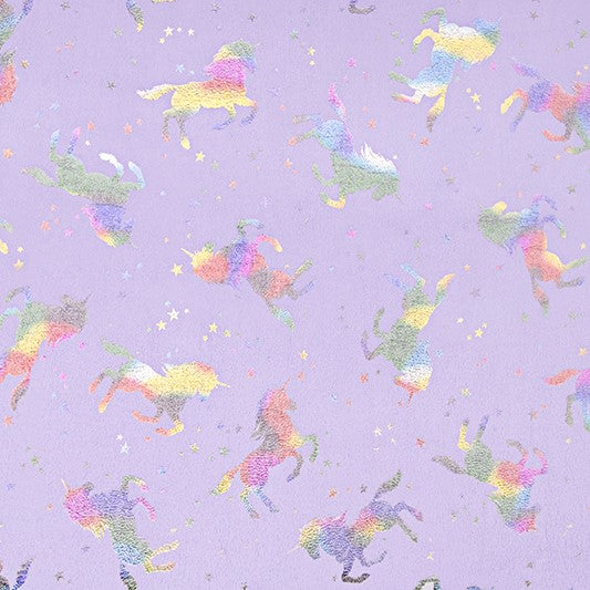 Lavender/Multi Sparkle Cuddle Glitter Unicorn - Shannon Fabrics Cuddle Minky