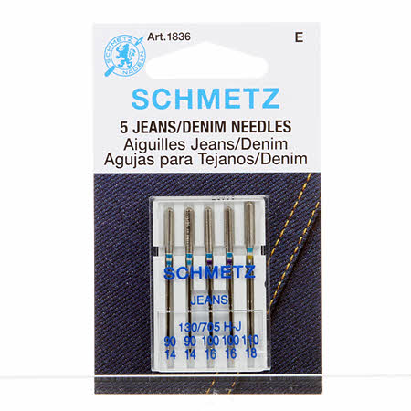 Schmetz Denim/Jeans Machine Needles Size 90/100/110 (5 pack)