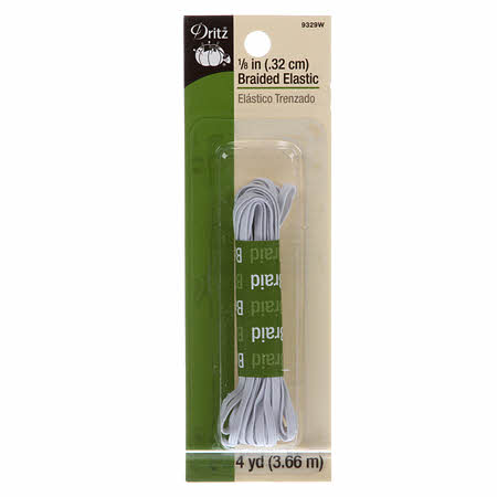White .32cm (1/8") Braided Elastic - 4y pack