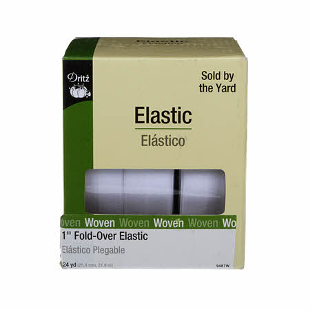 25mm (1") White fold over elastic