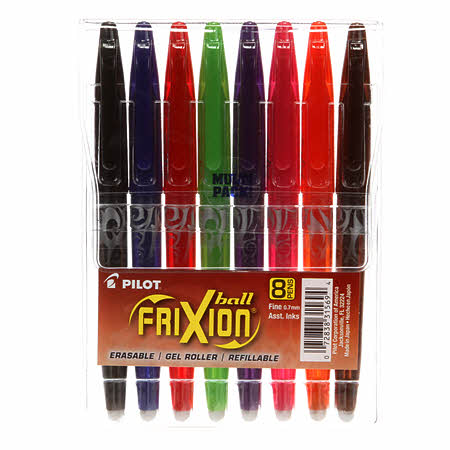 8 Pack Frixion Erasable Pen (Black/Blue/Red/Lime Green/Purple/Pink/Orange) (FX7C8001-P)