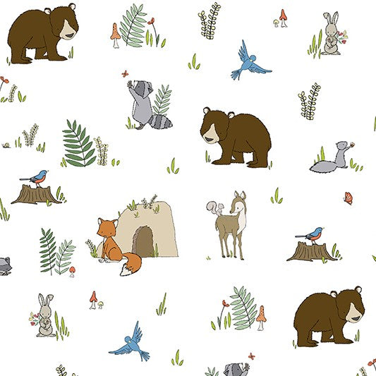Woodland Pals Digital Snow - Shannon Fabrics Cuddle Minky