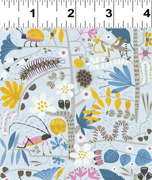 CLEARANCE Light Grey Jungle Jive Bugs - Clothworks Cotton