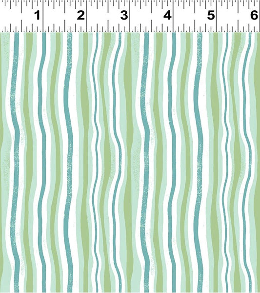 CLEARANCE Mint Jungle Jive Stripe - Clothworks Cotton