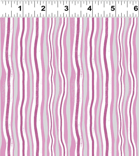 CLEARANCE Pink Jungle Jive Stripe - Clothworks Cotton