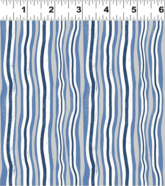 CLEARANCE Dark Denim Jungle Jive Stripe - Clothworks Cotton