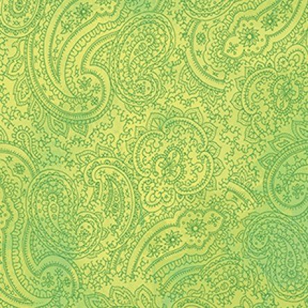 CLEARANCE Good Vibes Paisley in Dark Lime - Clothworks Cotton