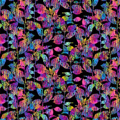 CLEARANCE Divine Nature Black Sparkle - Clothworks Cotton